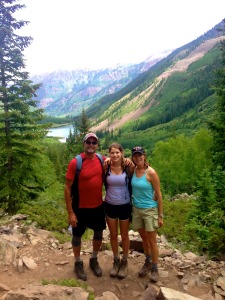 Hiking up to Maroon Bells.